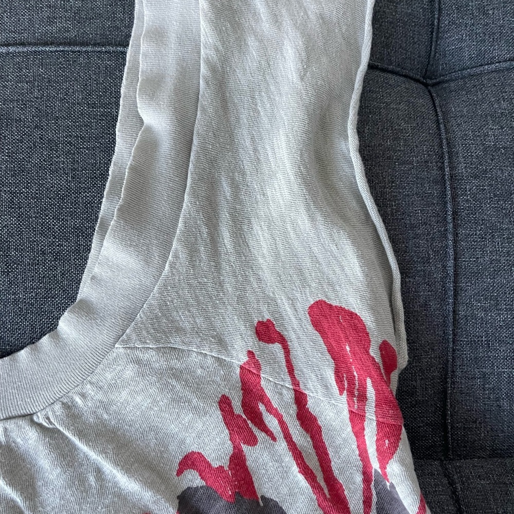 Free People Gray and Red Floral Short Sleeve Top - Picture 7 of 13